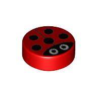 Lego Tile Round 1 x 1 with Ladybug / Ladybird Print / Red