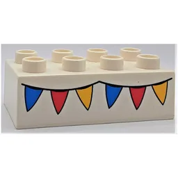 Duplo Brick 2 x 4 with Blue, Red and Yellow Pennants Print