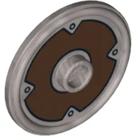 Shield Round with Stud and Raised Rim with Dark Brown Ring and 4 Rivets Print