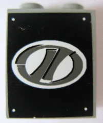 Panel 1 x 2 x 2 - Solid Studs with Dark Gray Stylized 'LT' on White Oval Racing Logo Pattern (Sticker) - Set 8408