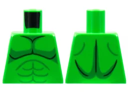 Torso Bare Chest with Black and Green Muscles Outline Pattern / Bright Green
