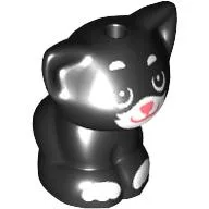 Animal, Cat, Kitten Sitting with White Fur, Coral Nose Print (Shadow) / Black