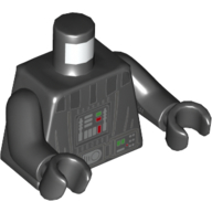 Lego Torso Armor with Silver Stiped Collar, Control Panel, and Belt Print, Black Arms and Hands / Black