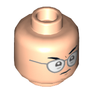 Lego Minifig Head George Costanza, Glasses, Angry Print / Light Nougat