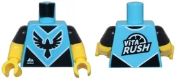 Torso Jersey with Black Bird Emblem and White 'ViTA RUSH' and Mountains Logo Pattern / Yellow Arms with Molded Black Short Sleeves Pattern / Yellow Hands