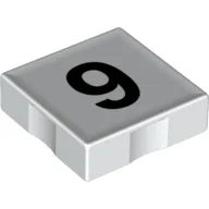 Duplo Tile 2 x 2 with Number '9' Print / White
