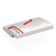 Lego Brick Curved 4 x 3 x 2/3 No Studs with Red Lines, Black 'Riva' print
