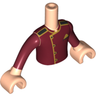 Lego Minidoll Torso Boy with Light Nougat Arms and Hands with Dark Red Usher Jacket, Gold Trim print / Light Nougat