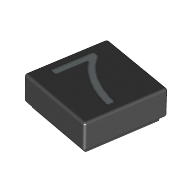 Lego Tile 1 x 1 with Silver Number 7 Print / Black