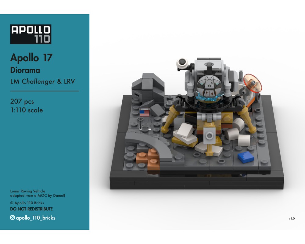Lego Apollo 17 Diorama – LM 'Challenger' & LRV [1:110 scale]