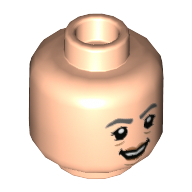 Lego Minifig Head Pomona Sprout, Dark Bluish Gray Eyebrows, Lines, Smile, Open Mouth / Closed Mouth Print / Light Nougat