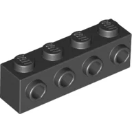 Brick Special 1 x 4 with 4 Studs on One Side / Black