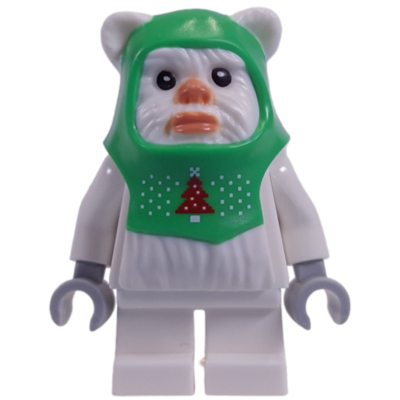 Lego Ewok, White, Bright Green Hood