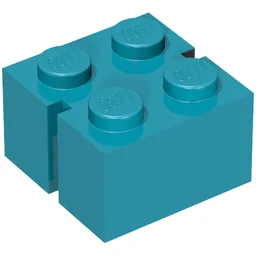Brick 2 x 2 without Bottom Tubes, Slotted (with 2 slots, opposite) / Vintage Blue