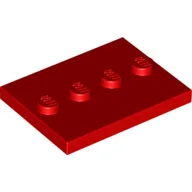 Plate Special 3 x 4 with 1 x 4 Center Studs [Plain] / Red