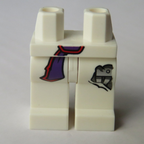 Lego Hips and White Legs with Dark Purple Sash, Robotic Parts / White