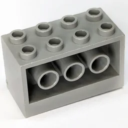 Brick 2 x 4 x 2 with Holes on Sides / Light Gray
