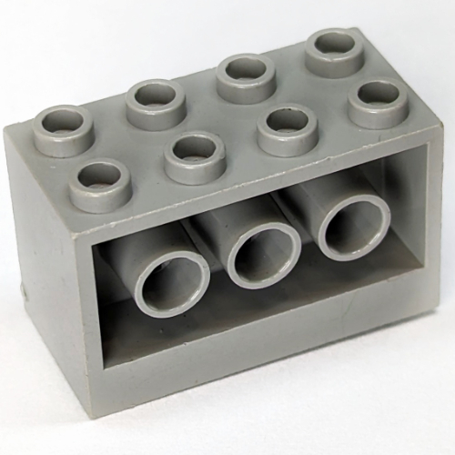 Lego Brick 2 x 4 x 2 with Holes on Sides / Light Gray