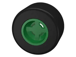 Wheel 8mm D. x 9mm for Slicks, Hole Notched for Wheels Holder Pin with Black Tire Smooth Small Wide Slick (30027b / 30028) / Green
