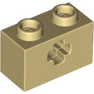 Lego Technic Brick 1 x 2 with Axle Hole Type 1 [+ Opening] and Bottom Pin / Tan