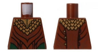 Lego Torso LotR Gold Ruffled Shirt, Reddish Brown Layered Pattern
