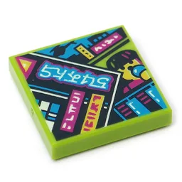 Tile 2 x 2 with Neon City Print / Lime
