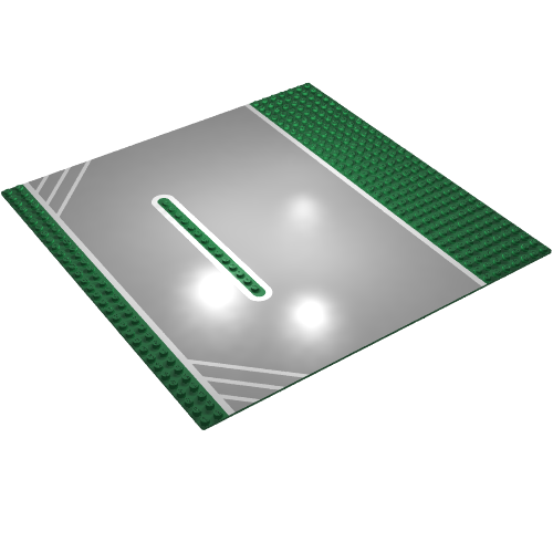 Lego Baseplate 32 x 32 Split with 1 x 14 Center Studs and Racing Print / Green