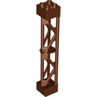 Lego Support 2 x 2 x 10 Girder Triangular Vertical - Type 3 - Axle Hole, 3 Posts / Reddish Brown