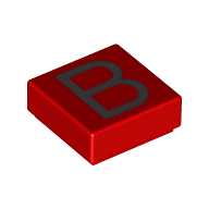 Lego Tile 1 x 1 with letter Capital B Print / Red