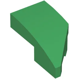 Brick Wedged, Curved 2 x 1 with Stud Notch Left / Green
