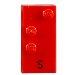 Braille Brick 2 x 4 with 3 Studs ⠎ and 'S' Print / Red