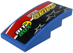 Slope, Curved 4 x 2 with 'BIT BOX', 'FIRM GRIPP' and 4 Stars on Black, Red and White Stripes Pattern Model Left Side (Sticker) - Set 42153