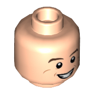 Lego Minifig Head Dr Ray Stantz / SHIELD Agent, Dual Sided, Brown Eyebrows, Smile with Teeth / Scared Print [Hollow Stud] / Light Nougat