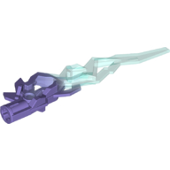 Lego Large Figure Weapon Accessory, Flame / Lightning Bolt with Axle Hole with Marbled Trans-Light Blue Pattern / Trans-Purple