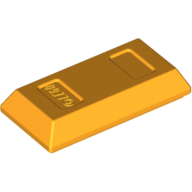 Lego Tile Special 1 x 2 with Sloped Walls AKA Money / Gold Bar [Ingot] / Bright Light Orange