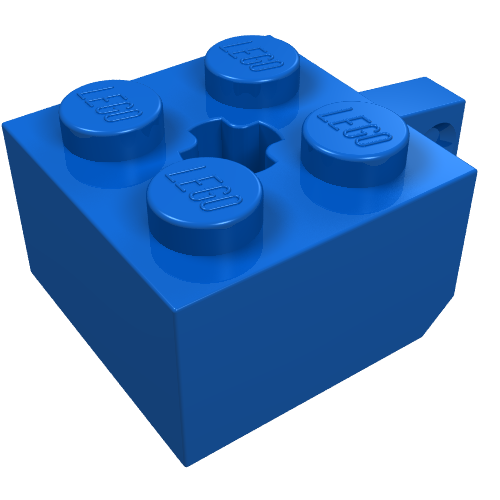 Lego Hinge Brick 2 x 2 Locking with 1 Finger Vertical and Axle Hole [+ Opening] / Blue