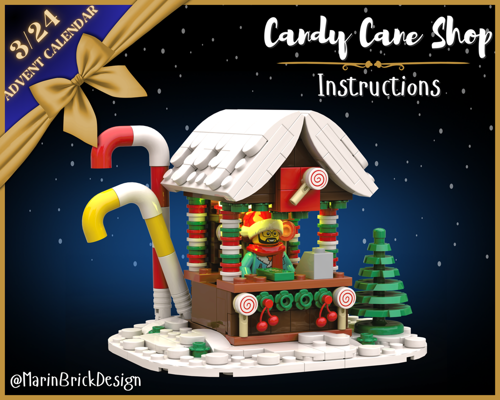 Lego Christmas Candy Cane shop - Lego Advent Calendar Winter Village MOC Instructions