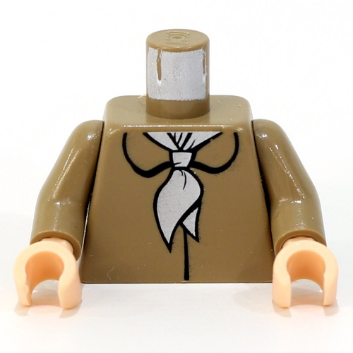 Lego Torso Coat with White Scarf Print, Dark Tan Arms, Light Nougat Hands / Dark Tan