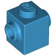 Lego Brick Special 1 x 1 with Studs on 2 Sides / Dark Azure