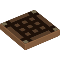 Lego Tile 2 x 2 with Dark Brown Minecraft Grid Print (Crafting Table)
