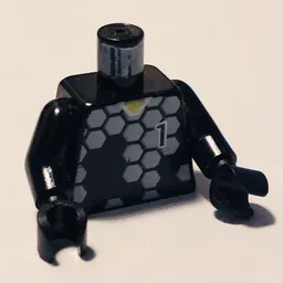 Torso, Soccer Goalie Gray Hexagons and '1' Print, Black Arms and Hands