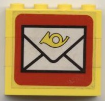 Lego Stickered Assembly 4 x 1 x 3 with Mail Envelope Pattern (Sticker) - Set 6362