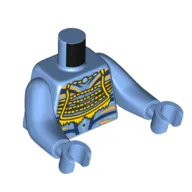 Torso with Long Arms, Na'vi, with Bare Chest, Blue Markings, Yellow Tribal Decorations Print, Medium Blue Arms and Hands / Medium Blue