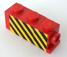 Lego Stickered Assembly 3 x 1 x 1 with Black and Yellow Danger Stripes Pattern on Right Side (Sticker) - Set 7720