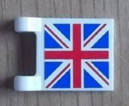 Flag 2 x 2 Square with Flat Edge with United Kingdom Flag (Union Jack) Pattern on Both Sides (Stickers) - Set 8639