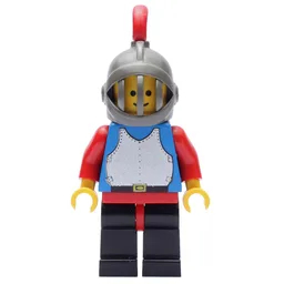 Knight (Breastplate on Blue) - Black Legs, Red Plume