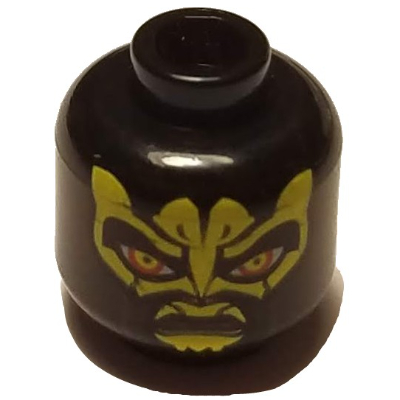 Lego Minifig Head Savage Opress, Yellow Zabrak Markings Print / Black