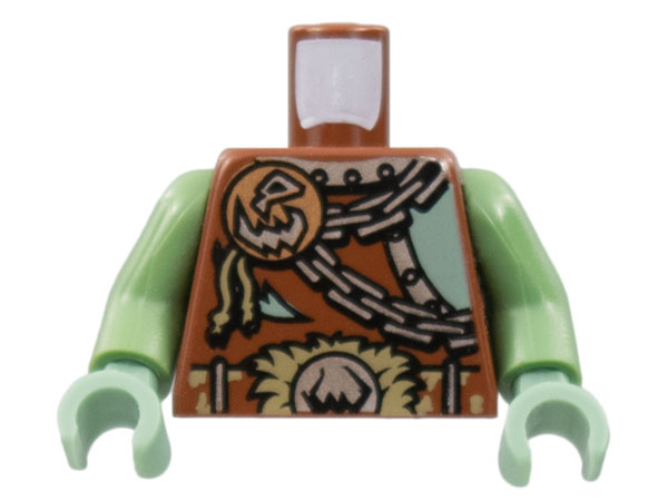 Lego Torso Castle Fantasy Era Armor with Troll Skull Badge and Chains Pattern / Sand Green Arms / Sand Green Hands