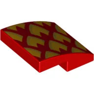 Brick Curved 2 x 2 x 2/3 with Yellow/Gold Scales / Red