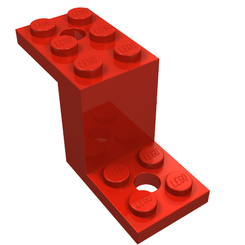 Lego Bracket 5 x 2 x 2 1/3 with Holes, Smooth Bottom / Red